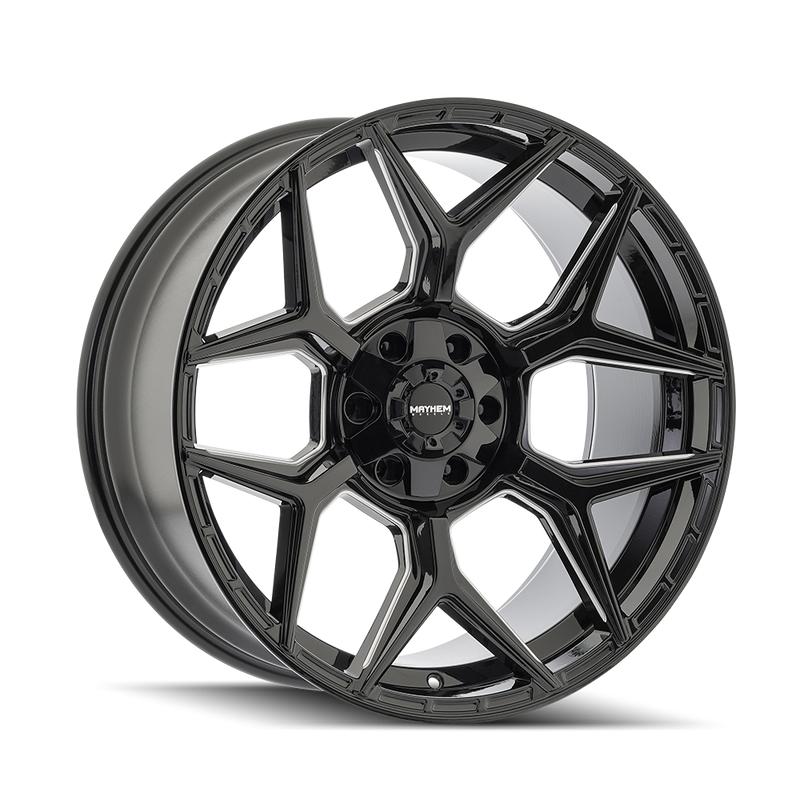 Mayhem - VANQUISH - Black - Gloss Black Milled - 20" x 10", -19 Offset, 6x135/139.7 (Bolt pattern), 106.00mm HUB