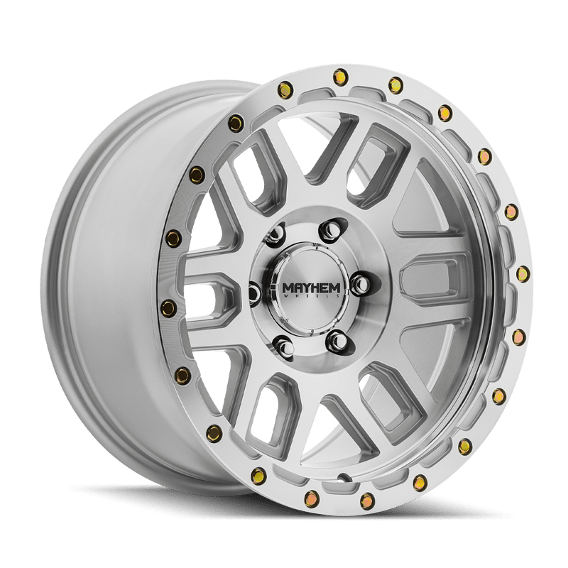 Mayhem - DELTA - Silver - MACHINED WITH SILVER WINDOW - 17" x 9", -12 Offset, 6x139.7 (Bolt Pattern), 106mm HUB