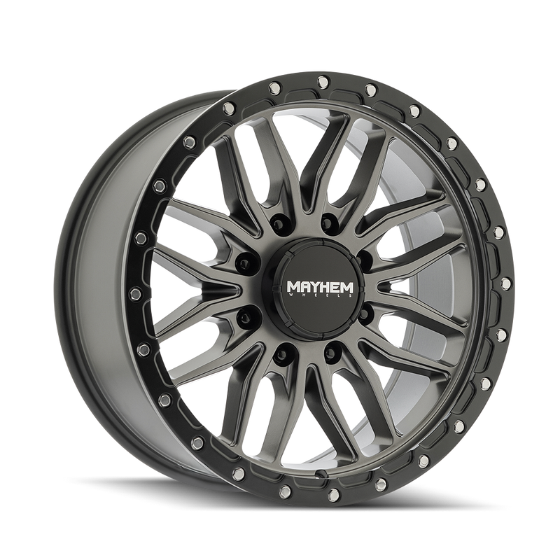 Mayhem - VECTOR - Gunmetal - Matte Gunmetal Black Lip - 17" x 9", 18 Offset, 8x180 (Bolt pattern), 124.10mm HUB