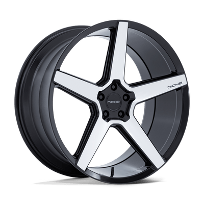 Niche - MODENA - Black - Gloss Black with Machined Face - 20" x 10.5", 18 Offset, 5x115 (Bolt pattern), 72.56mm HUB