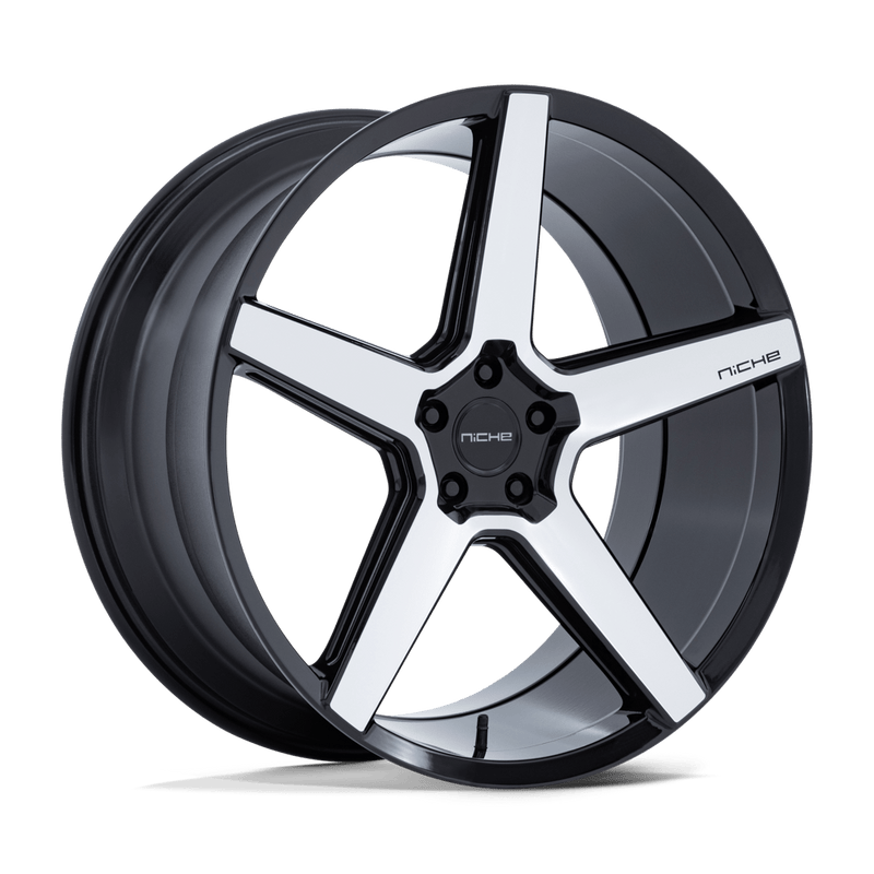 Niche - MODENA - Black - Gloss Black with Machined Face - 20" x 10.5", 38 Offset, 5x114.3 (Bolt pattern), 72.56mm HUB
