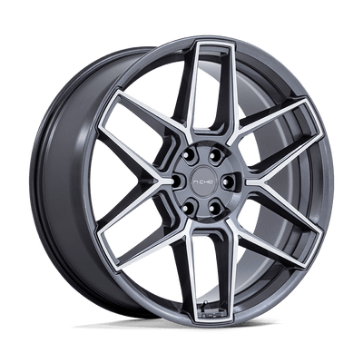 Niche - NC281 RISE - Gunmetal - Anthracite with Machined Face - 20" x 9", 27 Offset, 5x120 (Bolt pattern), 72.56mm HUB
