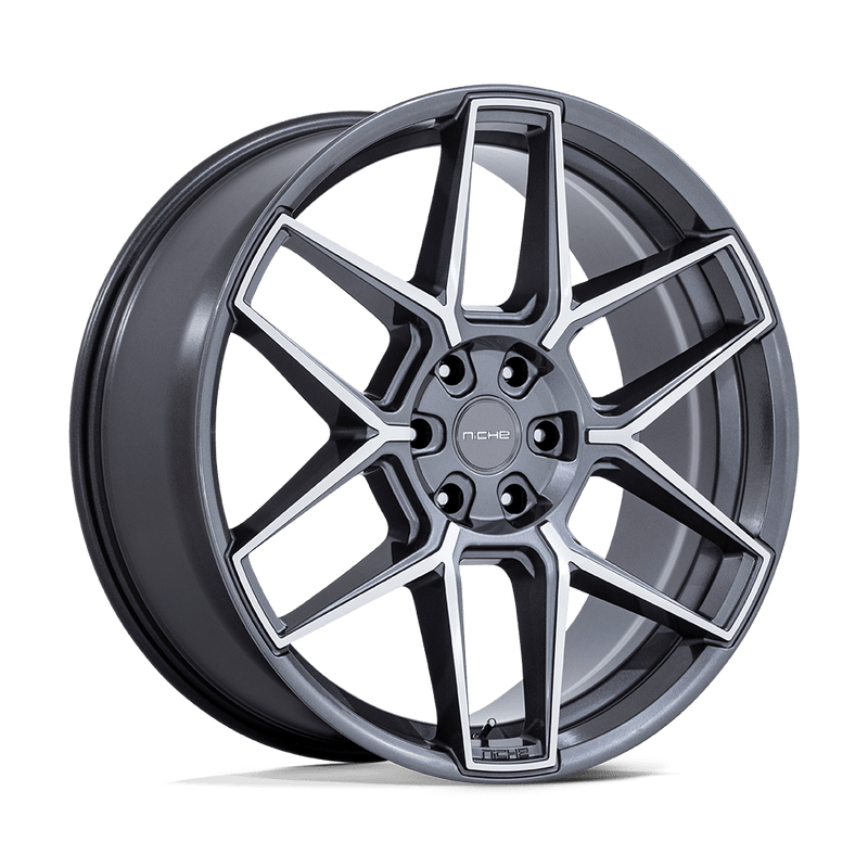 Niche - NC281 RISE - Gunmetal - Anthracite with Machined Face - 20" x 10.5", 38 Offset, 5x120 (Bolt pattern), 72.56mm HUB