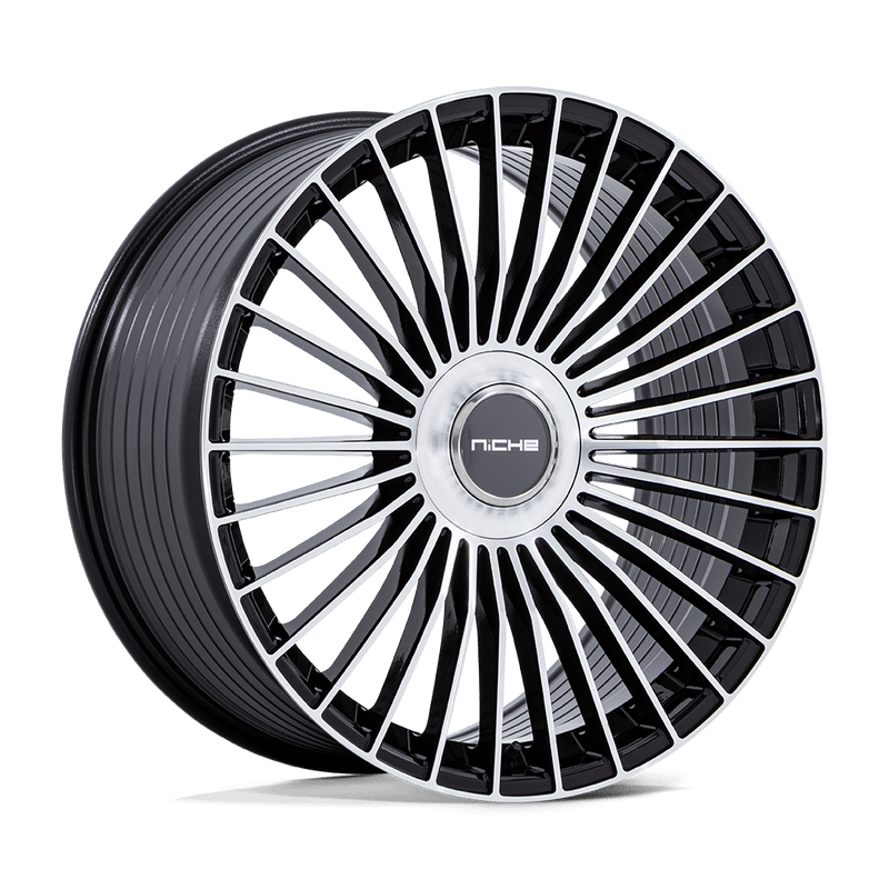 Niche - NC282 SERENE - Black - Gloss Black with Machined Face - 22" x 10.5", 38 Offset, 5x112/120 (Bolt pattern), 72.56mm HUB