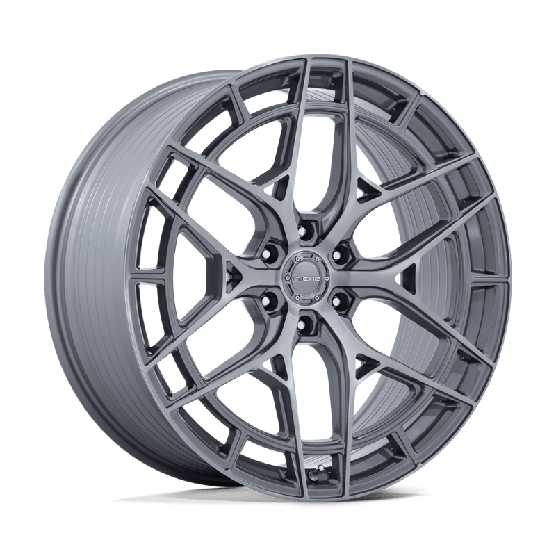 Niche - ADRIA - Grey - Platinum with Brushed Face - 22" x 10", 30 Offset, 6x135 (Bolt pattern), 87.1mm HUB