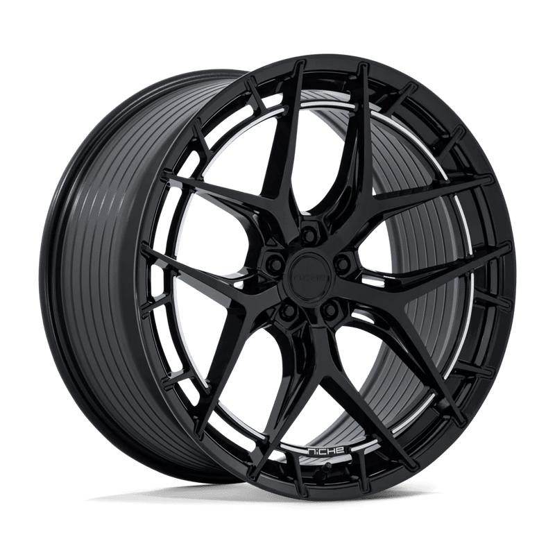 Niche - NC286 RIVIERA - Black - Gloss Black - 22" x 9", 27 Offset, 5x120 (Bolt pattern), 74.1mm HUB