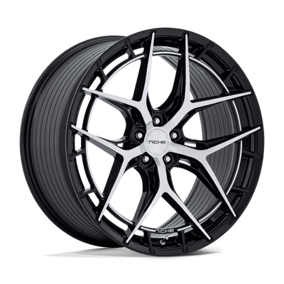 Niche - NC286 RIVIERA - Black - Gloss Black W/ Machined Face - 20" x 9", 27 Offset, 5x120 (Bolt pattern), 72.56mm HUB