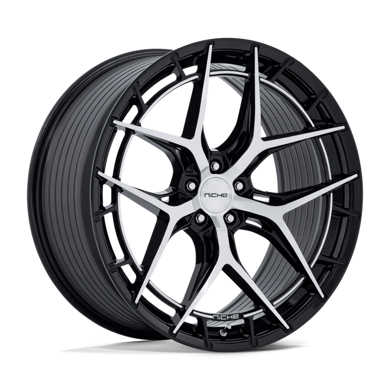 Niche - NC286 RIVIERA - Black - Gloss Black W/ Machined Face - 20" x 9.5", 15 Offset, 5x115 (Bolt pattern), 72.56mm HUB