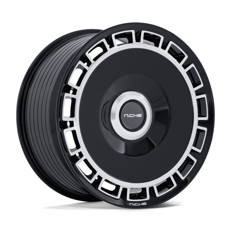 Niche - NC287 VENICE - Black - GLOSS BLACK W/ MACHINED FACE - 20" x 9", 35 Offset, 5x112, 114.3 (Bolt Pattern), 72.56mm HUB