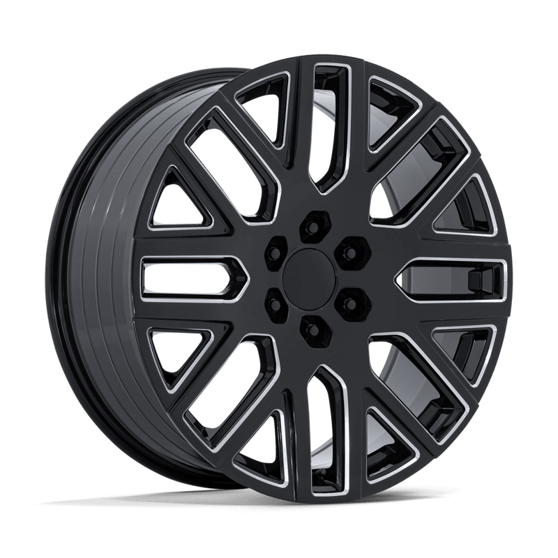 OE Creations - PR231 - Black - Gloss Black Milled - 22" x 9", 28 Offset, 6x139.7 (Bolt pattern), 78.1mm HUB