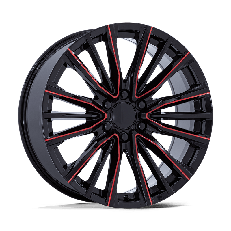 OE Creations - PR223 - Black - Gloss Black Milled Red - 24" x 10", 28 Offset, 6x139.7 (Bolt pattern), 78.1mm HUB