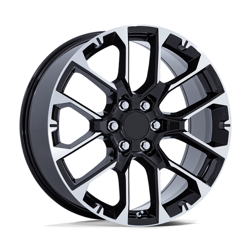 OE Creations - PR224 - Black - Gloss Black with Machined Face - 22" x 9", 28 Offset, 6x139.7 (Bolt pattern), 78.1mm HUB