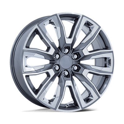 OE Creations - PR225 - Gunmetal - Gloss Gunmetal Machined with Chrome Accents - 22" x 9", 28 Offset, 6x139.7 (Bolt pattern), 78.1mm HUB