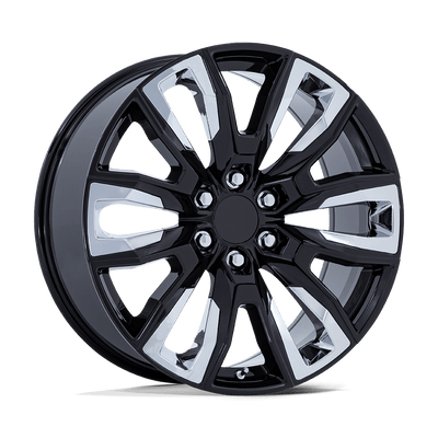 OE Creations - PR225 - Black - Gloss Black with Chrome Accents - 24" x 10", 31 Offset, 6x139.7 (Bolt pattern), 78.1mm HUB