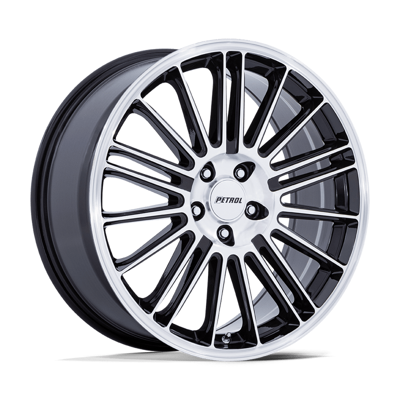 Petrol Wheels - PE001 P1D - Black - Gloss Black with Machined Face - 20" x 8.5", 40 Offset, 5x114.3 (Bolt pattern), 72.56mm HUB