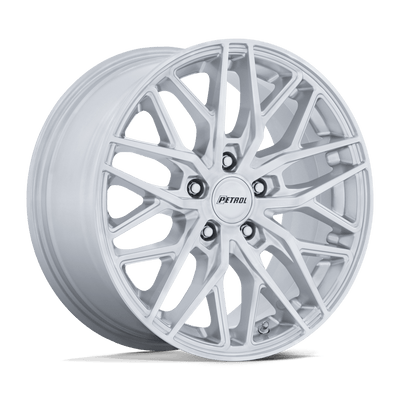Petrol Wheels - P3E - Silver - Machined Brushed Gloss Silver - 17" x 8", 35 Offset, 5x120 (Bolt pattern), 74.1mm HUB