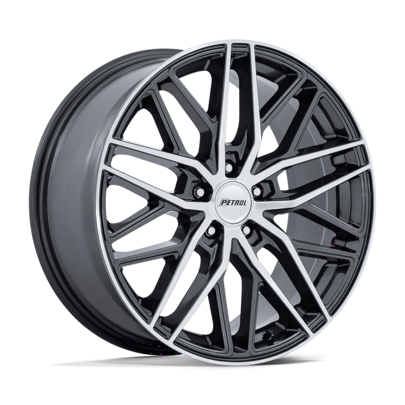 Petrol Wheels - PE004 P3E - Gunmetal - Gloss Gunmetal Brs-Mach Face - 18" x 8", 40 Offset, 5x114.3 (Bolt pattern), 72.56mm HUB