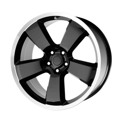 OE Creations - PR119 - Black - GLOSS BLACK/MACHINED LIP - 20" x 9", 2 Offset, 5x115 (Bolt Pattern), 71.5mm HUB
