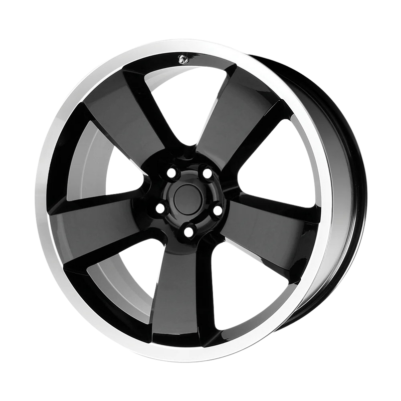 OE Creations - PR119 - Black - GLOSS BLACK/MACHINED LIP - 20" x 9", 2 Offset, 5x115 (Bolt Pattern), 71.5mm HUB