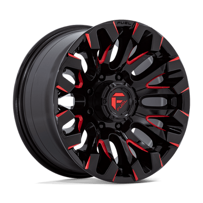 Fuel - D829 QUAKE - Black - Gloss Black Milled Red Tint - 18" x 9", 1 Offset, 8x180 (Bolt pattern), 124.2mm HUB