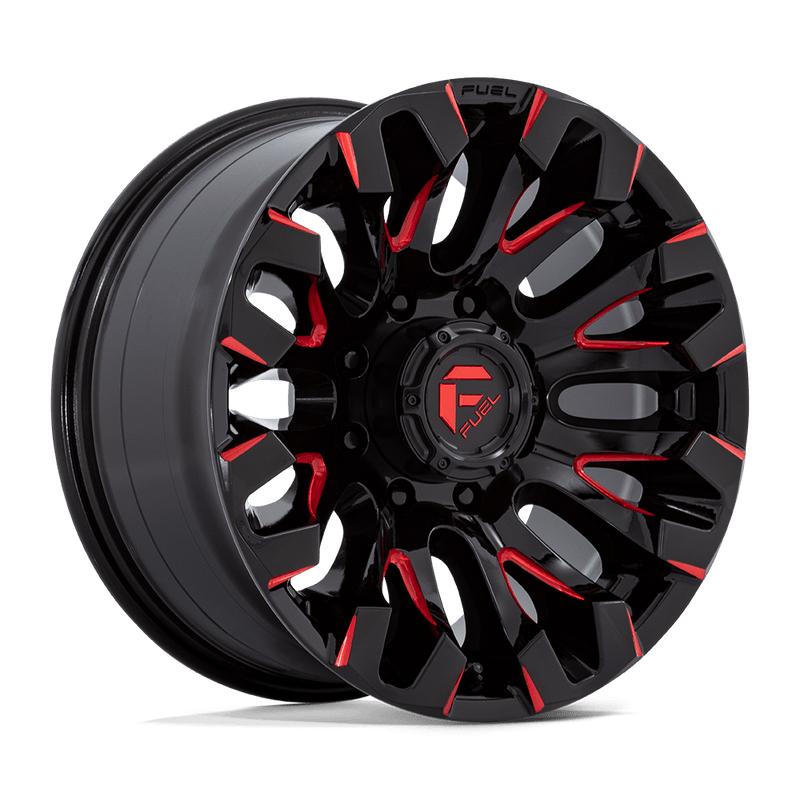 Fuel - D829 QUAKE - Black - Gloss Black Milled Red Tint - 18" x 9", 1 Offset, 8x165.1 (Bolt pattern), 125.1mm HUB