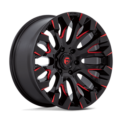 Fuel - D829 QUAKE - Black - Gloss Black Milled Red Tint - 20" x 9", 1 Offset, 6x139.7 (Bolt pattern), 106.1mm HUB