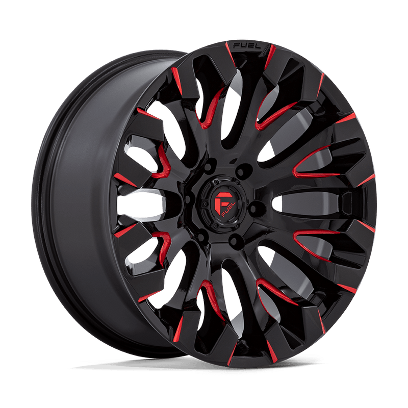 Fuel - D829 QUAKE - Black - Gloss Black Milled Red Tint - 20" x 9", 1 Offset, 6x139.7 (Bolt pattern), 106.1mm HUB
