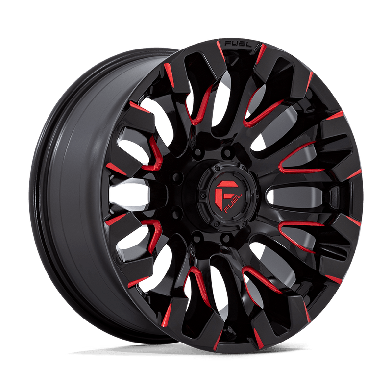 Fuel - D829 QUAKE - Black - Gloss Black Milled Red Tint - 20" x 9", 1 Offset, 8x165.1 (Bolt pattern), 125.1mm HUB
