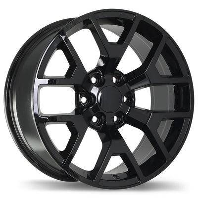 Replika - R162B - Black - Gloss Black - 22" x 9", 27 Offset, 6x139.7 (Bolt pattern), 78.1mm HUB
