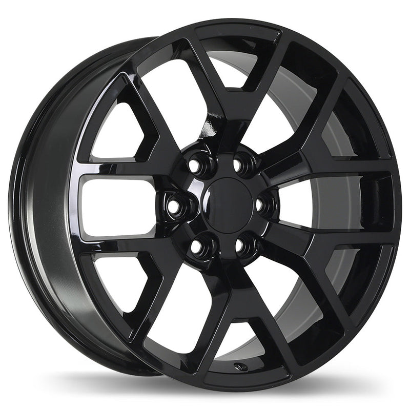 Replika - R162B - Black - Gloss Black - 22" x 9", 27 Offset, 6x139.7 (Bolt pattern), 78.1mm HUB