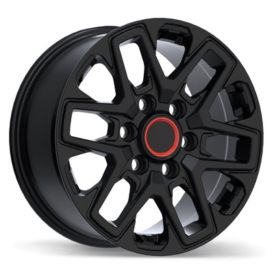 Replika - R262 - Black - Satin Black - 17" x 8", 55 Offset, 6x139.7 (Bolt pattern), 95.1mm HUB
