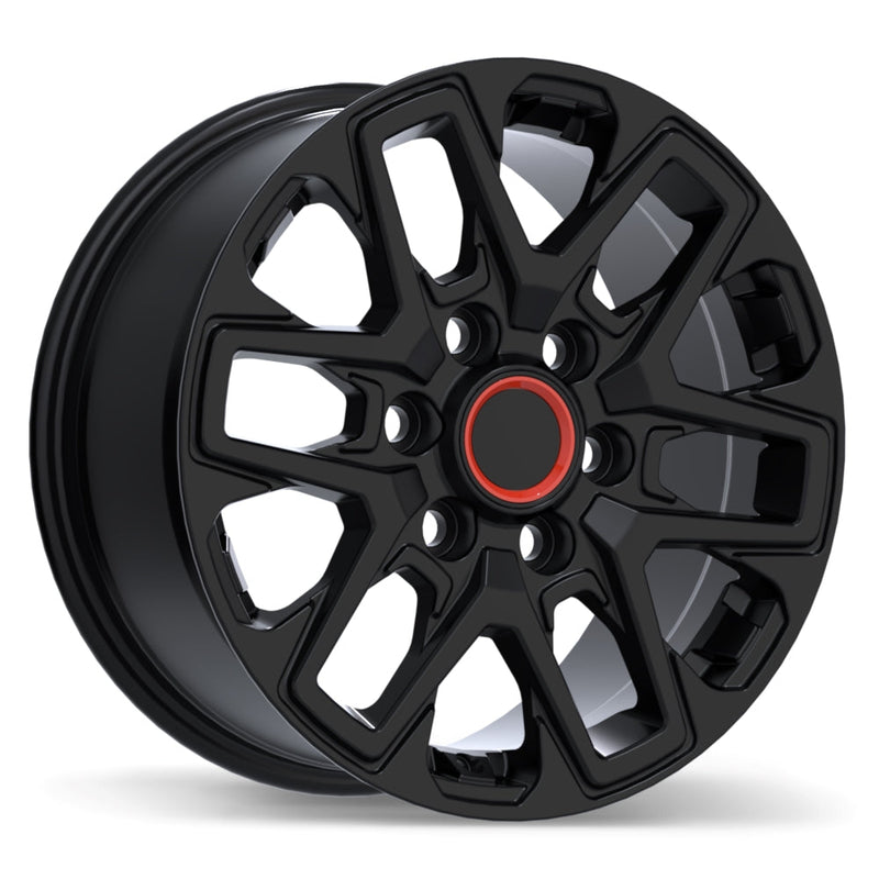 Replika - R262 - Black - Satin Black - 17" x 8", 55 Offset, 6x139.7 (Bolt pattern), 95.1mm HUB