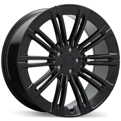 Replika - R277 - Black - Gloss Black - 22" x 9.5", 42 Offset, 5x120 (Bolt pattern), 72.6mm HUB