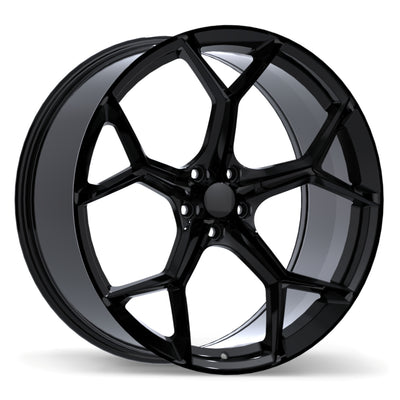 Replika - R282 - Black - Gloss Black - 22" x 9.5", 25 Offset, 5x112 (Bolt Pattern), 66.5mm HUB