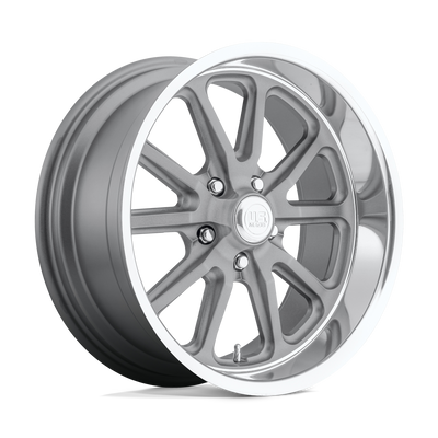 US MAG - U111 RAMBLER - Grey - Textured Gray with Diamond Cut Lip - 18" x 7", 1 Offset, 5x120.65 (Bolt pattern), 72.56mm HUB
