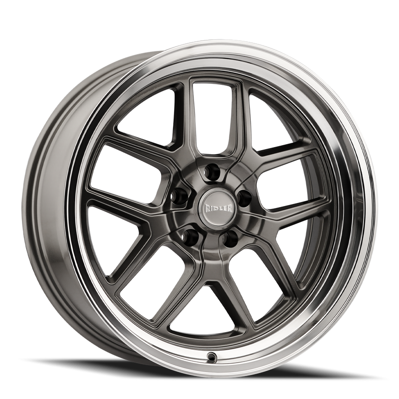 Ridler - 610 - Black - Gloss Grey Polished - 17" x 7", 0 Offset, 5x114.3 (Bolt pattern), 83.8mm HUB
