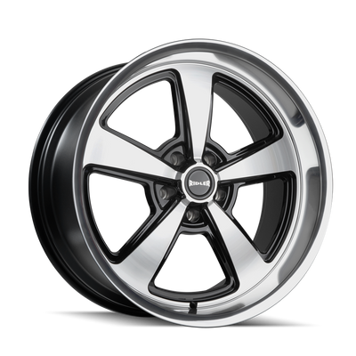 Ridler - 652 - Black - Gloss Black with Diamond Cut Face & Lip - 17" x 7", 0 Offset, 5x114.3 (Bolt pattern), 83.82mm HUB