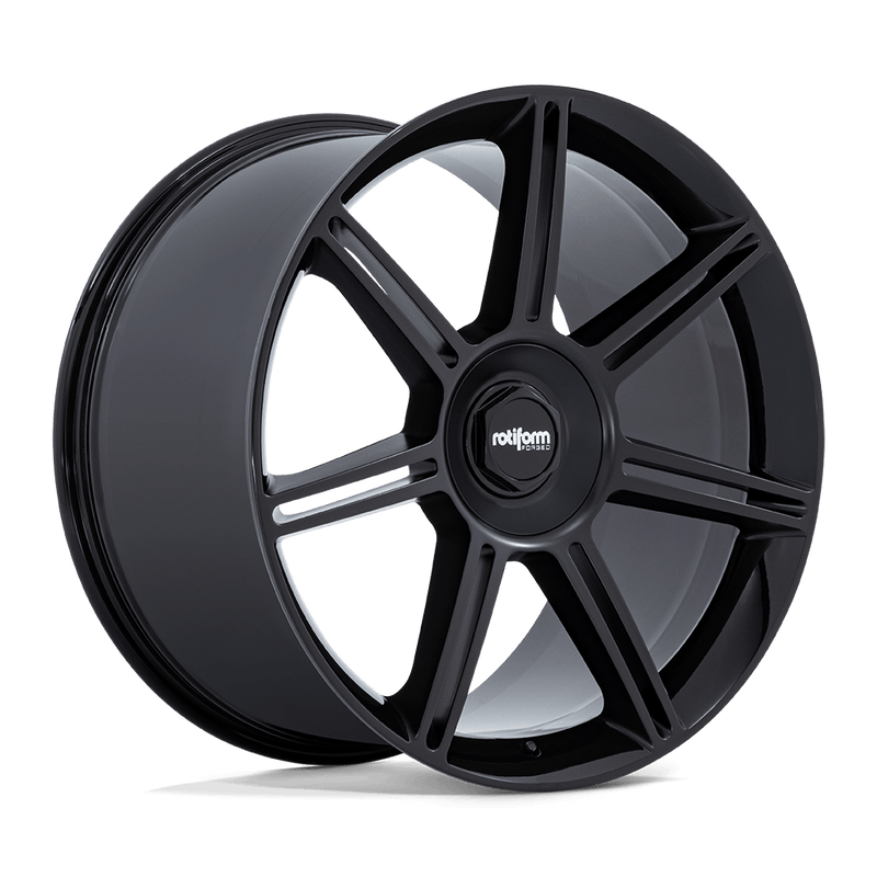 Rotiform - FRA - Black - Gloss Black with Matte Black Spokes - 22" x 12", 60 Offset, 5x130 (Bolt pattern), 71.5mm HUB