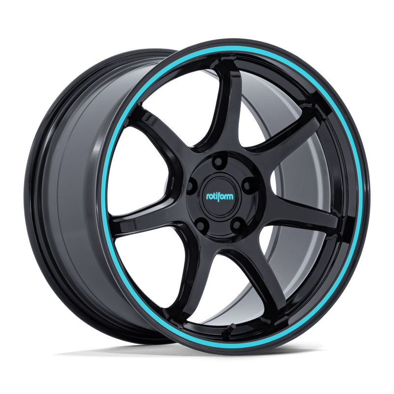 Rotiform - BPU - Black - Gloss Black with Teal Stripe - 19" x 8.5", 35 Offset, 5x100 (Bolt pattern), 56.15mm HUB
