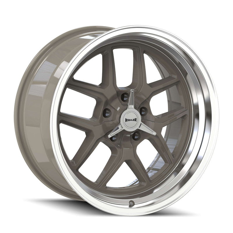Ridler - 610 - Grey - Grey/Polished Lip - 17" x 7", 0 Offset, 5x120.65 (Bolt pattern), 83.8mm HUB