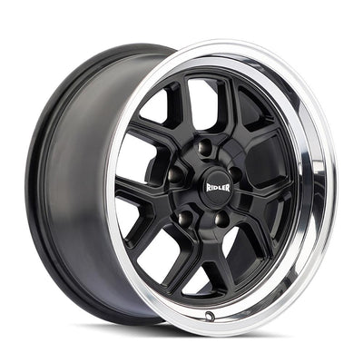 Ridler - 610 - Black - Matte Black/Polished Lip - 20" x 10", 0 Offset, 5x114.3 (Bolt pattern), 83.8mm HUB