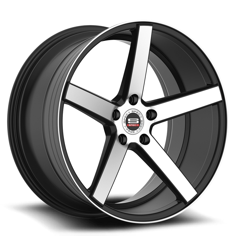 Spec-1 Racing - SP-36 - Black - Gloss Black Brushed - 20" x 8.5", 38 Offset, 5x114.3 (Bolt Pattern), 73.1mm HUB