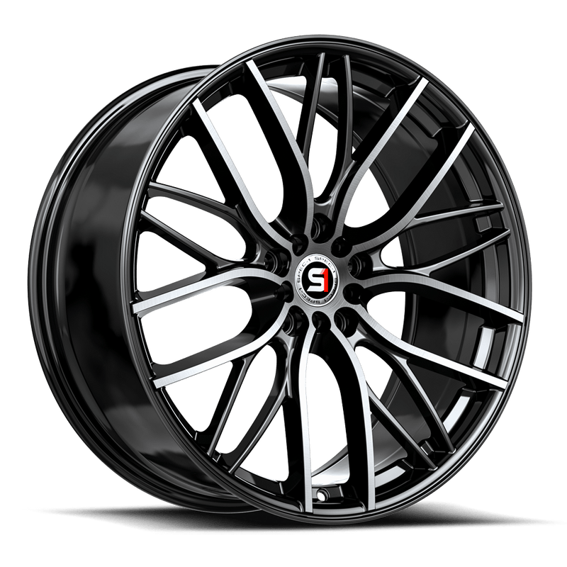Spec-1 Racing - SP-61 - Black - Gloss Black & Machined - 20" x 8.5", 38 Offset, 5x114.3, 120 (Bolt Pattern), 73.1mm HUB