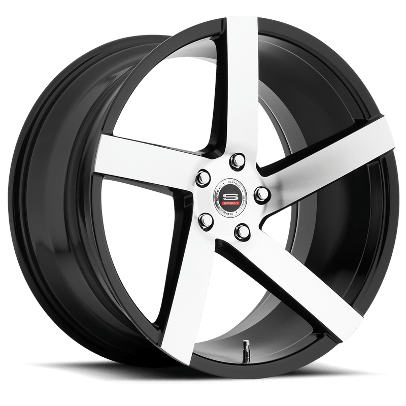 Spec-1 Racing - SPM-80 - Black - Gloss Black Machined - 20" x 9", 35 Offset, 5x114.3 (Bolt Pattern), 73.1mm HUB