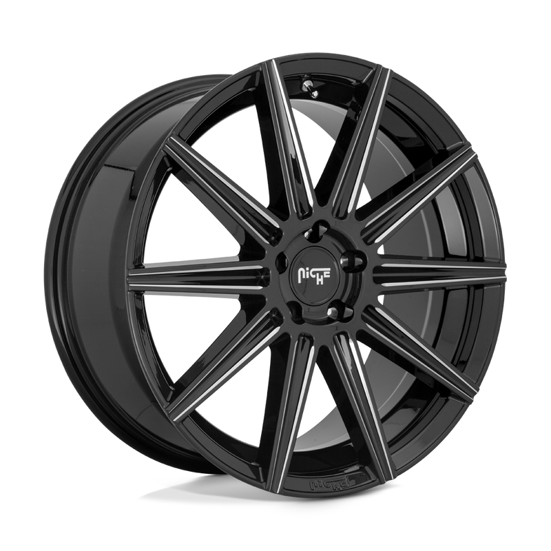 Niche - M243 TIFOSI - Black - Gloss Black Milled - 20" x 9", 38 Offset, 5x112 (Bolt pattern), 66.56mm HUB