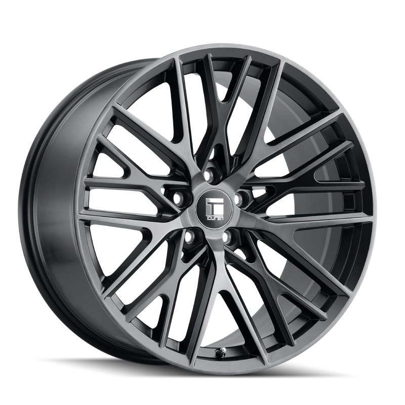 Touren - TR91 - Black - Matte Black Brushed with Dark - 22" x 9.5", 18 Offset, 6x135/135 (Bolt pattern), 87.10mm HUB