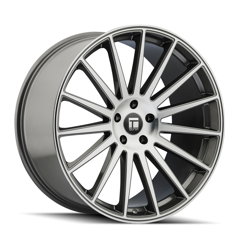 Touren - TR92 - Grey - Gloss Graphite Machined - 22" x 9", 32 Offset, 5x112 (Bolt pattern), 66.6mm HUB