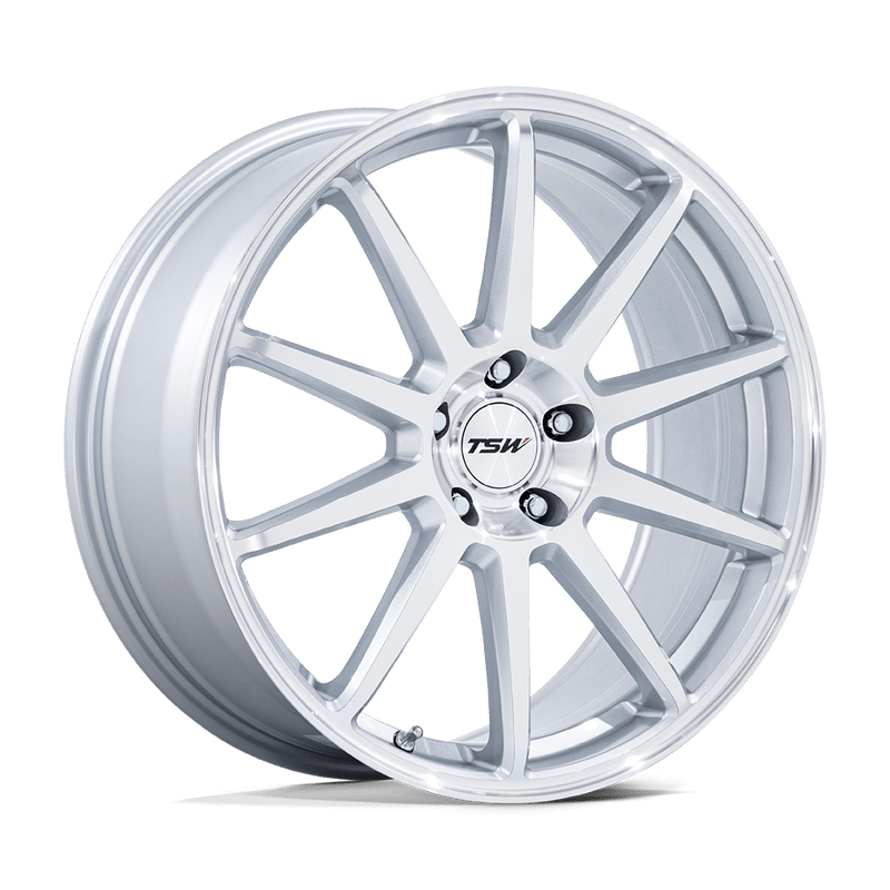 TSW Wheels - TW004 CANARD - Silver - Gloss Silver with Machined Face - 19" x 9.5", 40 Offset, 5x112 (Bolt pattern), 66.56mm HUB