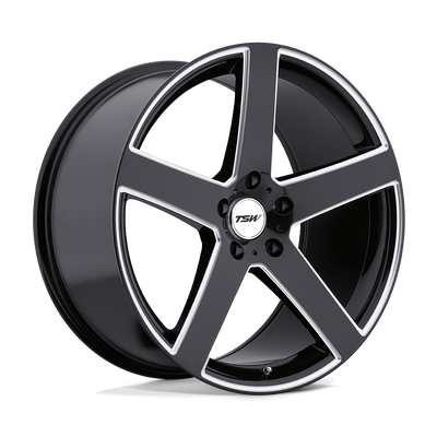 TSW Wheels - RIVAGE - Black - Gloss Black with Milled Spoke - 20" x 10", 25 Offset, 5x114.3 (Bolt pattern), 76.1mm HUB