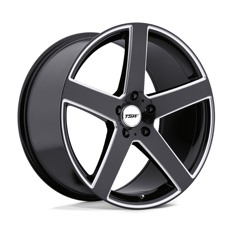 TSW Wheels - RIVAGE - Black - Gloss Black with Milled Spoke - 20" x 10", 25 Offset, 5x114.3 (Bolt pattern), 76.1mm HUB